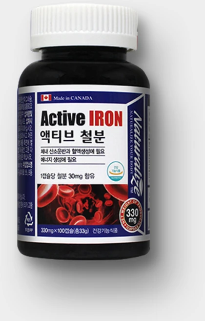 액티브 철분, 330mg x 100캡슐, 1개, 100정 - 쿠팡