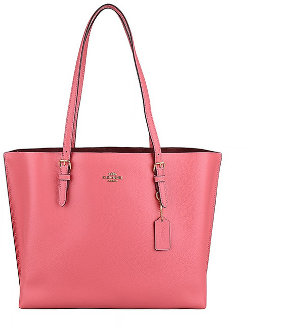 COACH MOLLIE 金字LOGO荔枝紋牛皮肩背托特包