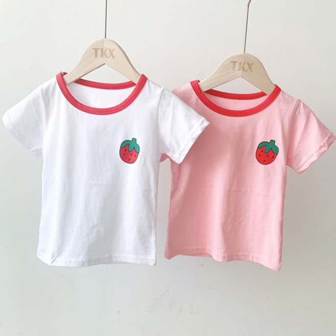 [앙디] O상의 딸기라운드 (O791)_(아동복 유아복 여아용 공용 라운드티 브이넥 카라 나시 반팔 린넨 여름)