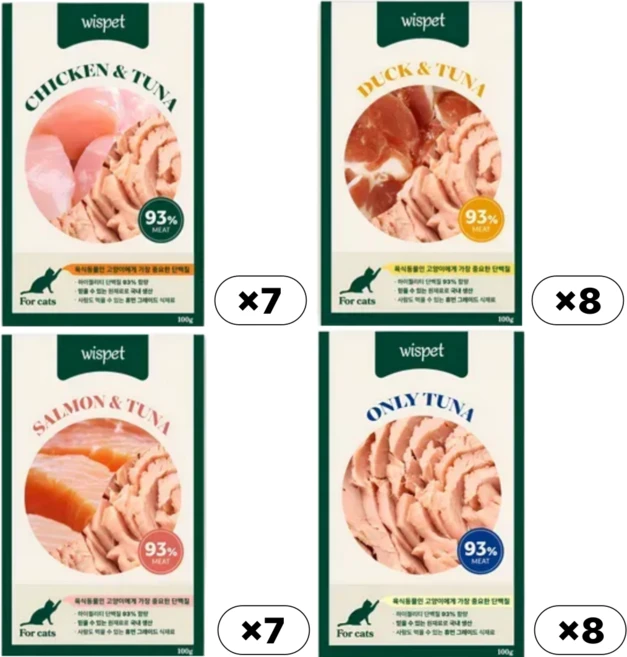 [와즈펫] 고양이 프리미엄 습식사료_생육 93%(기호성/소화) 자연그대로 수분 70%(촉촉한 식감) 필수영양제(피모/면역강화), 30개, 100g, 혼합맛 - 쿠팡