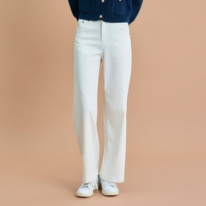 라파클럽 여성 리오셀 소프트 와이드 바지 화이트 슬랙스 팬츠