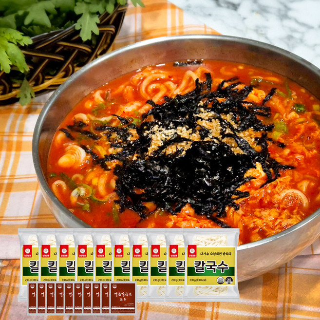 자연맘스토리 천일 얼큰이 칼국수 10인분 1세트 (면낱개 10개 + 소스 10개), 1개