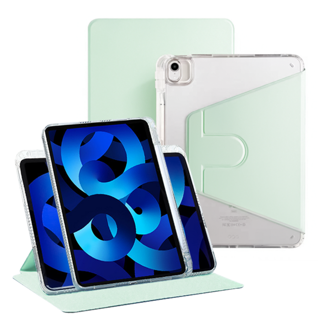 링고룸 아이패드 360도 회전 클리어 애플펜슬 수납 태블릿pc 케이스 + 스티커 증정, 크림민트, 1개