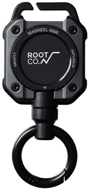日本 ROOT CO. 360度可旋轉正方形登山扣環 85cm彈性伸縮鑰匙扣, 1個, 灰色, 灰色