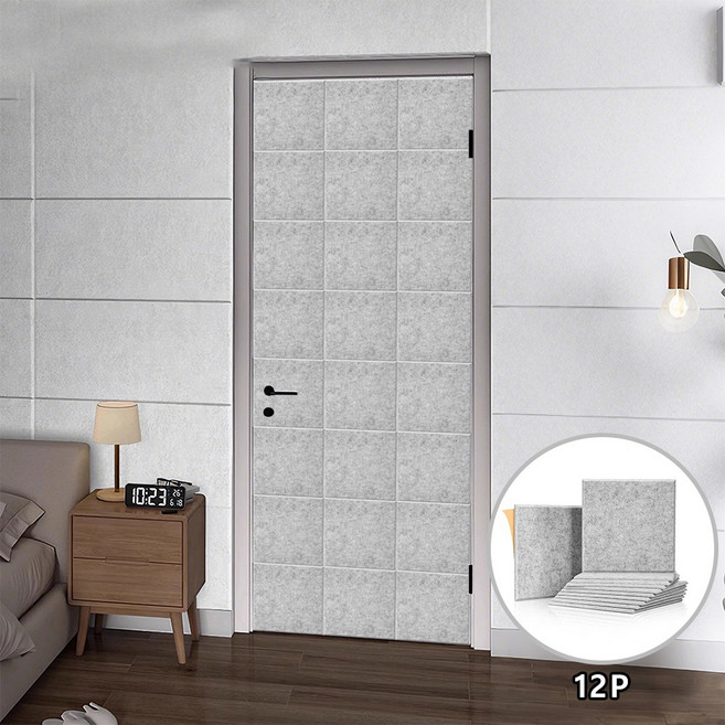 ZOZI 인테리어 접착식 현관문 방음판 흡음재, 12개, 그레이