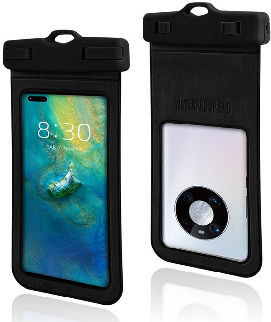 小米 手機防水袋 IPX8 30米防水 適用7.2吋潛水游泳手機套, 黑色(贈送掛繩), 1個