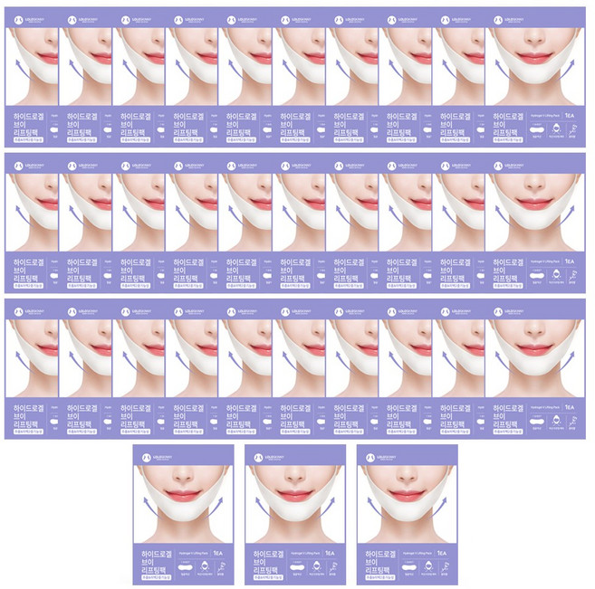 로로스키니 하이드로겔 턱 v 브이라인 리프팅 라인 팩1매 마스크 패치 1일1팩 팔자주름 넥 기타패치, 33개