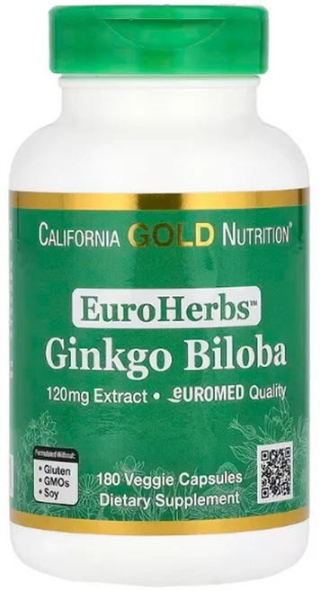 캘리포니아 골드 California Gold Ginkgo Biloba Extract EuroHerbs 은행나무 추출물 120mg VC EM 60개입, 180정, 1개 - 쿠팡