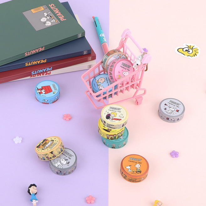 피너츠 스누피와 친구들 마스킹 테이프 (3종 랜덤), 3종 랜덤, 3종 랜덤, 상세설명 참조