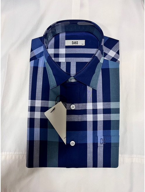 닥스 면 혼방 체크 패턴 반팔 셔츠