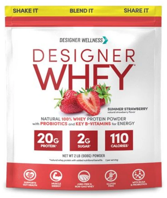 디자이너 웰니스 디자이너 웨이 프로바이오틱스 섬유질 Designer Wellness Designer Whey Natural Whey Protein Powder with, 2파운드(1팩), 1개, 908g - 쿠팡