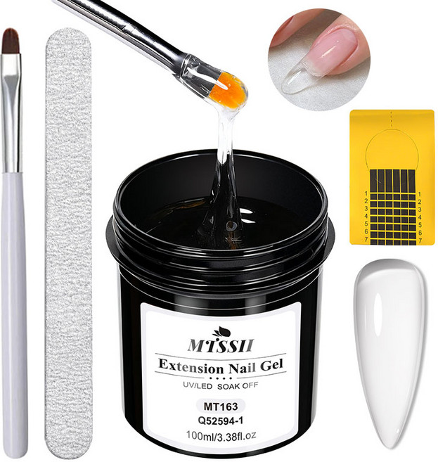 네일 익스텐션 젤 - 네일 익스텐션용 빌더 젤 간편한 적용 손상된 손톱을 위한 매니큐어 및 보호 필수 매니큐어 아이템 네일 아트 용품 네일 아트 초보자를 위한 젤, 분홍색 1, 1개, 투명