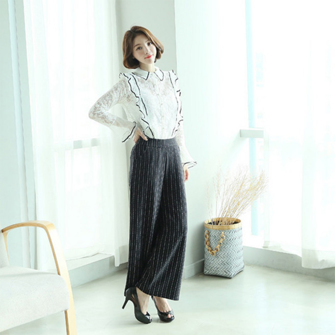 여성바지 예쁘다 예뻐 가을 정장바지 밴딩바지 와이드슬랙스
