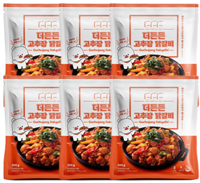 더든든 춘천식 고추장닭갈비 (냉동), 6개, 500g