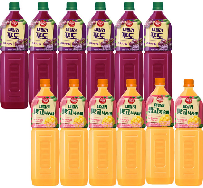 해태 과일촌 데일리 포도+망고복숭아 각 6개씩, 12개, 1.5L