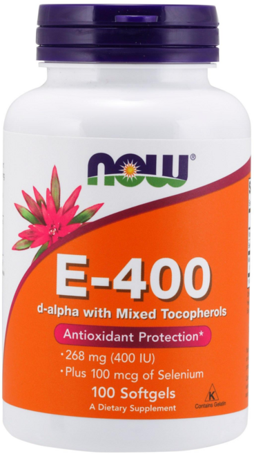 NOW Foods 維生素E-400軟膠囊, 100顆, 1罐