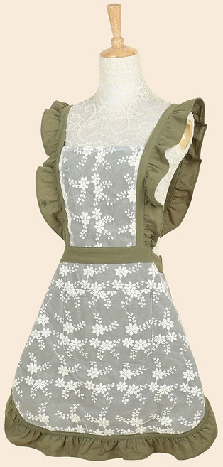 여성 공주앞치마 디자인 레이스 주방 예쁜 에이프런, 1개, 그린