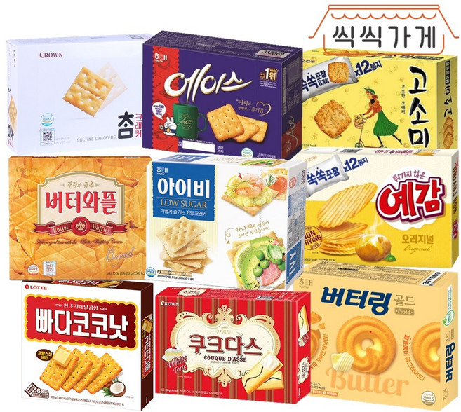 [씩씩가게] 초코없는 담백한 크래커 9종 (고소미 예감 빠다 에이스 버터링 와플 참 아이비 쿠크), 1개