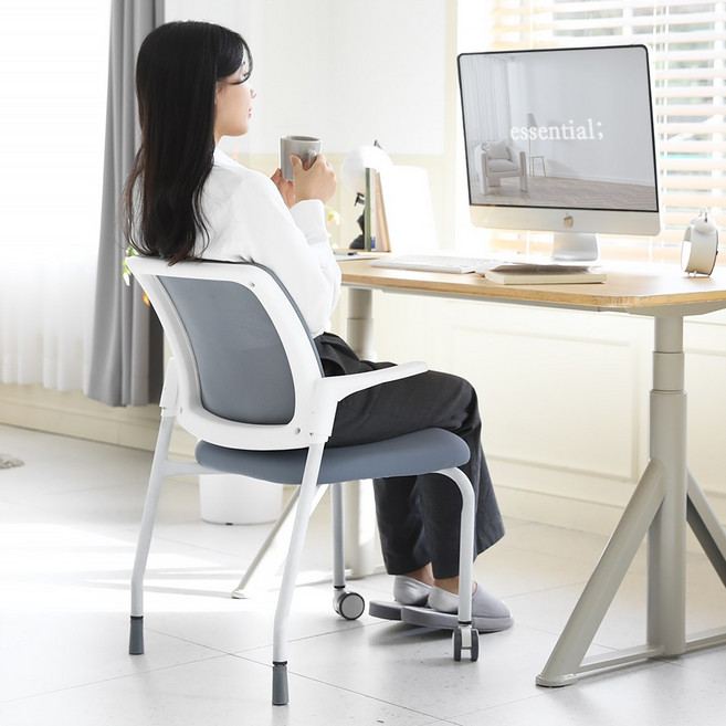 린백토리 LTH21S 학생 바퀴없는 허리 편한 공부 책상 사무실 회의실 메쉬 의자, 화이트