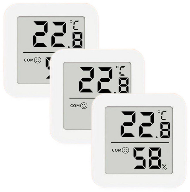 찌이짜이 고정밀 전자 온습도계-3개/실내#아기방#차량#반려동물#식물키울때, 화이트, 3개