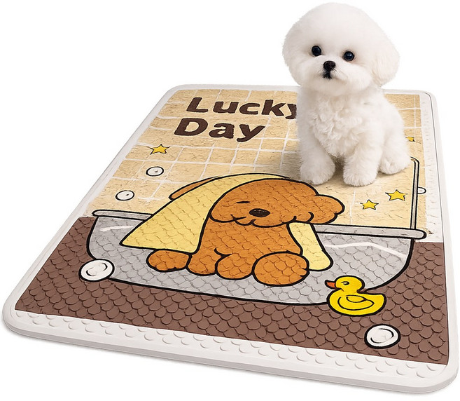 로로포우 강아지 논슬립 목욕 매트, 1개, 브라운