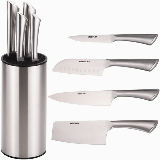 네오플램 올스텐 주방 칼세트+칼블럭 5종, 5종 과도+산도쿠+홀식도+중식도+칼블럭, 1세트