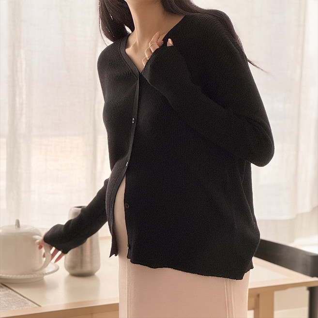 임산부 브이넥 가디건 임부 임신 출근룩 하객룩 니트 카디건