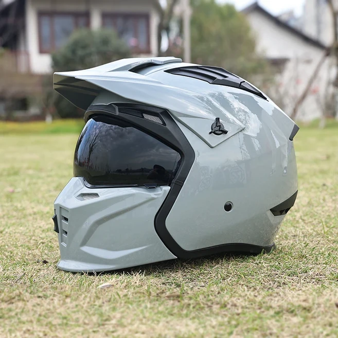 오토바이 헬멧 남녀 공용 레트로 스트리트 킹 콤비네이션 풀 여름 탈부착 가능 안전, 04 XXL 사이즈, 08 3