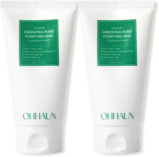 오하운 그린티 포어 퓨리파잉 BHA 클렌징폼, 2개, 100ml