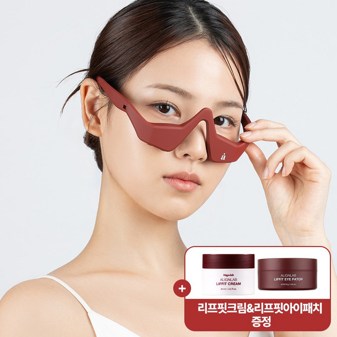 [본사 정품] 얼라인랩 눈밑 주름 EMS 눈 마사지기 리프핏 아이 레드&리프핏 크림&리프핏 아이 패치 세트, 리프핏 아이레드&크림&패치 1세트, 레드, AL-003