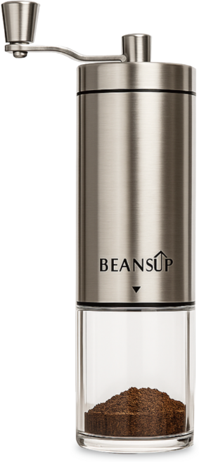 빈스업 휴대용 미니 수동 원두 분쇄기 핸드 그라인더 드립 커피밀 에스프레소 캠핑용, 1개, 실버, 30ml