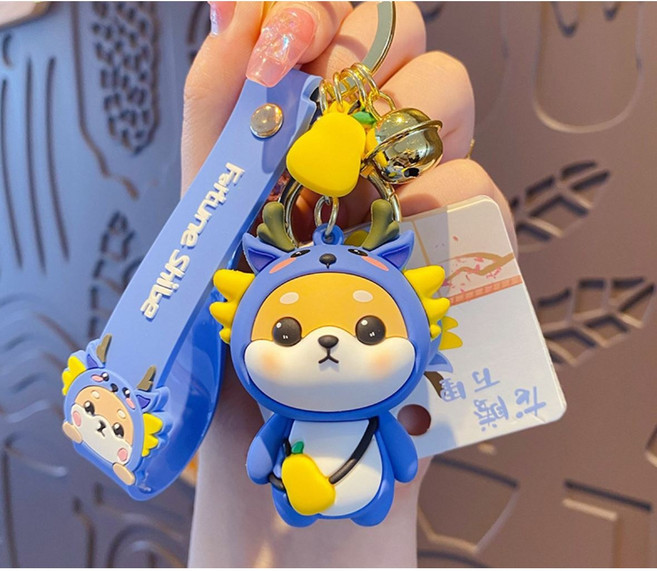 이카이즈 시바견 12띠키링 피규어 자동차 키홀더 가방고리 열쇠고리, 용띠, 1개
