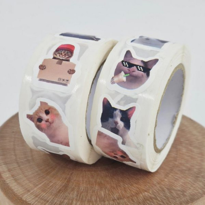 귀여운 고양이 밈 캐릭터 롤 스티커 500매 다이어리 꾸미기 노트 장식, 1개, 상세페이지 참조