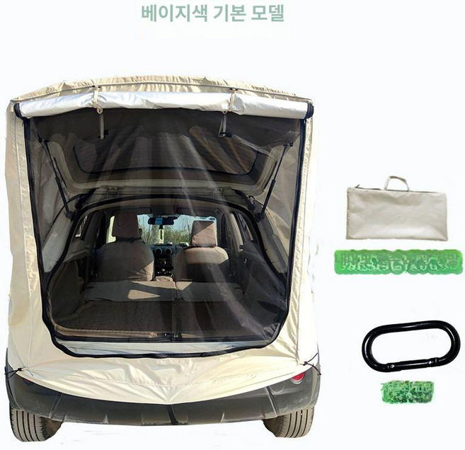 차박 꼬리텐트 카크닉 트임 도킹 트렁크 차량용 카니발 카쉘터 도킹텐트, 기본 사용 인원, 베이지 기본