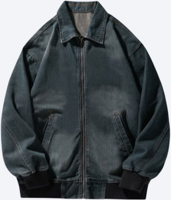 에브리핏 남자 오버핏 워싱 데님 블루종 루즈핏 카라 청 자켓 간절기 캐주얼 아우터