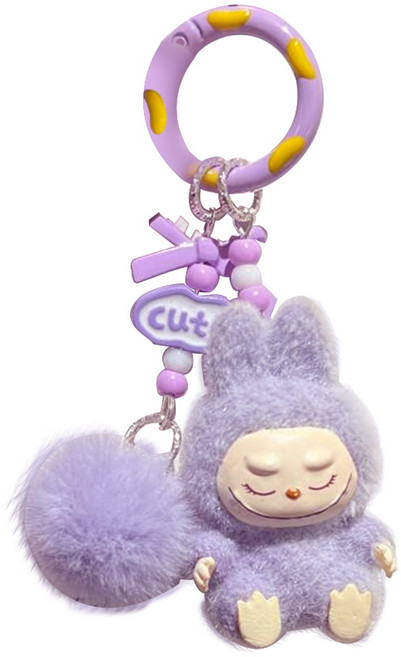 라부부 키링 열쇠고리 미니 labubu 귀여운 핸드폰 가방고리, 1개, 보라색