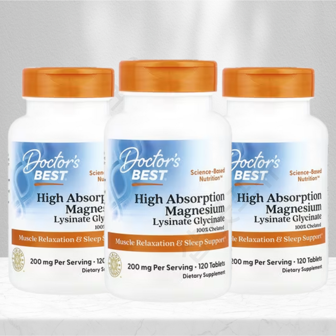 닥터스베스트 고흡수 마그네슘 100mg 120정 3병 리시네이트 글리시네이트 킬레이트 비건, 3개