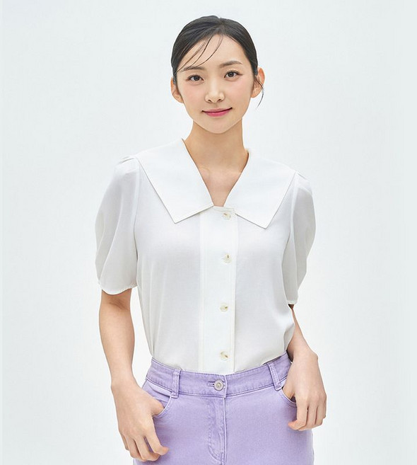 베스띠벨리 스티치 카라 하프 블라우스 BIBAF7409