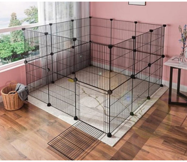 강아지울타리 23P + 철망문 1P 세트 애견울타리 고양이펜스 애견철장, 격자철망-화이트, 1개