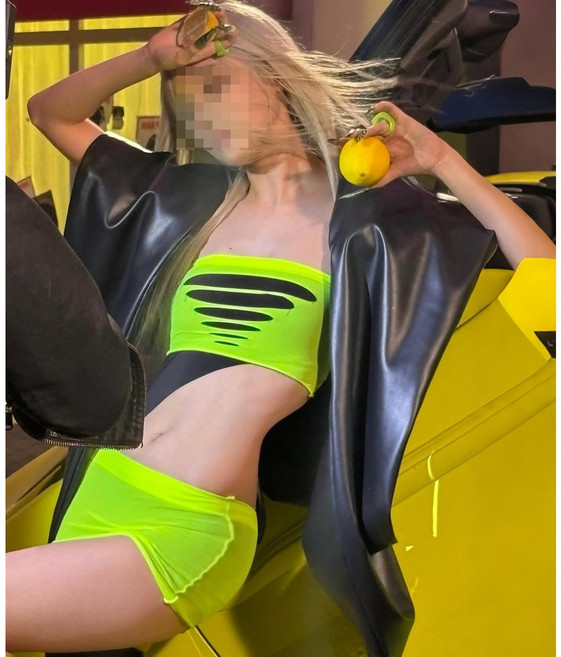 당일발송[에스파 레모네이드 일체형 원피스]LEMONADE 아이돌 공연 무대 댄스팀 뮤직비디오
