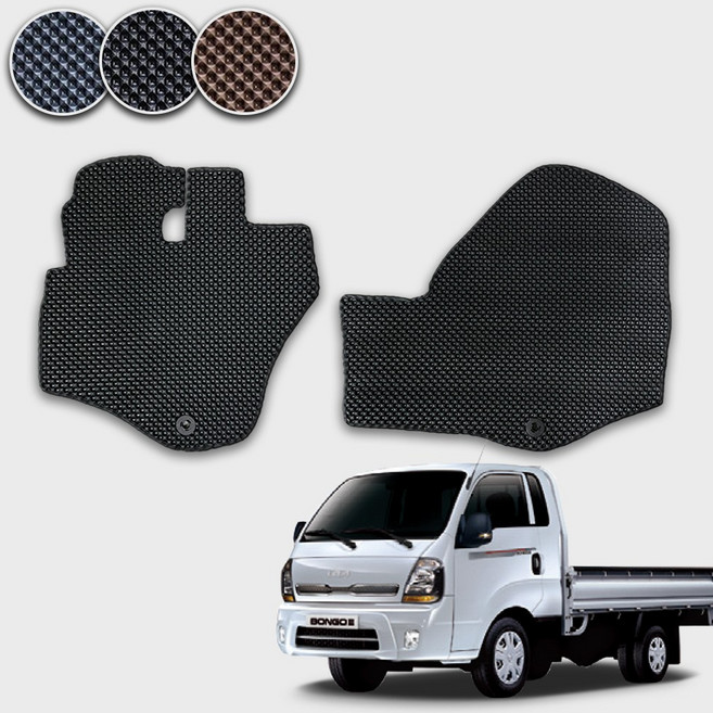 봉고3 전용 3D 엠보싱 차세대 고무매트 엣지형 운전석+조수석 세트, 블랙, 150 봉고3