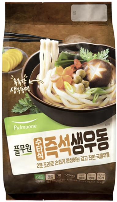 풀무원 수타식 즉석 생우동 195g 코스트코 2분조리 한끼식사 아이간식, 1.95kg, 1박스