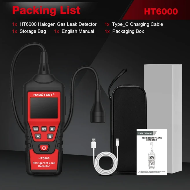 HABOTEST HT6000 냉매 가스 12LBS 실린더 (R134a 에어컨 자동차 충전 냉각 시스템용), 01 HT6000