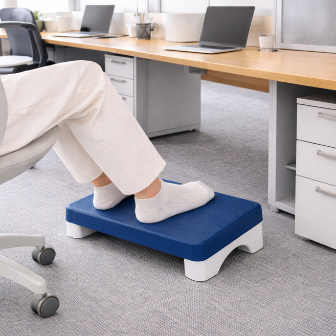 홈투유 사무실 책상 발받침대 풋레스트, 블루