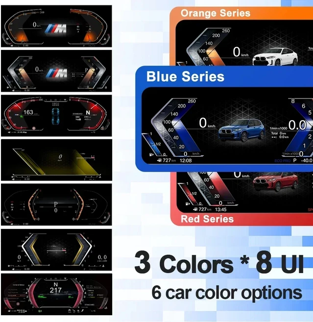 BMW X5 E70 2006-2013용 신형 12.3인치 차량용 LCD 대시보드 속도계 디지털 계기판 카플레이 안드로이드 오, 01 For X6 E71