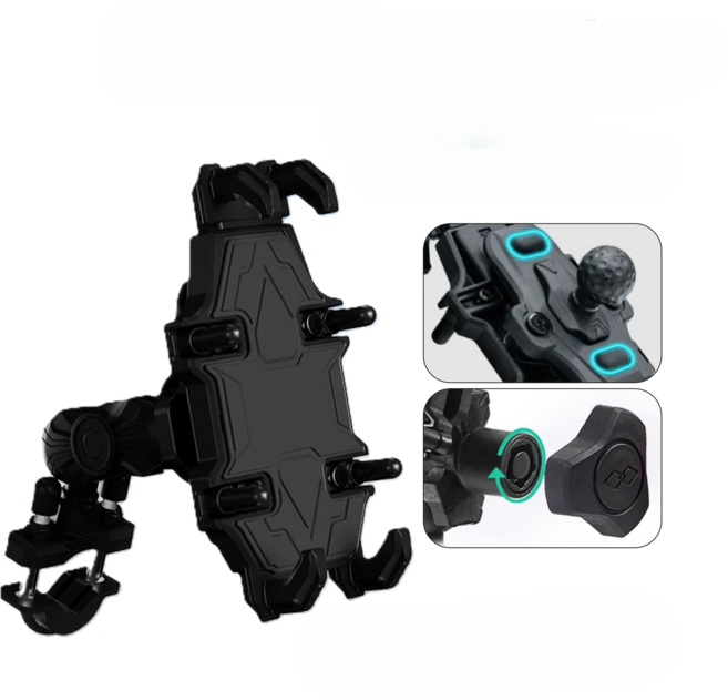 機車手機架 萬象球關節 適用自行車及機車, 黑色, BB01