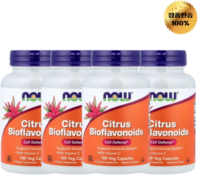 2+2 나우푸드 시트러스 바이오플라보노이드 비타민C 함유 1 400mg 베지 캡슐 100정, 4개 - 쿠팡