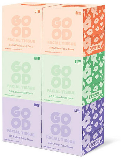 미쁘 조은미용티슈 250매 6팩 미니각티슈, 6박스, 250매입