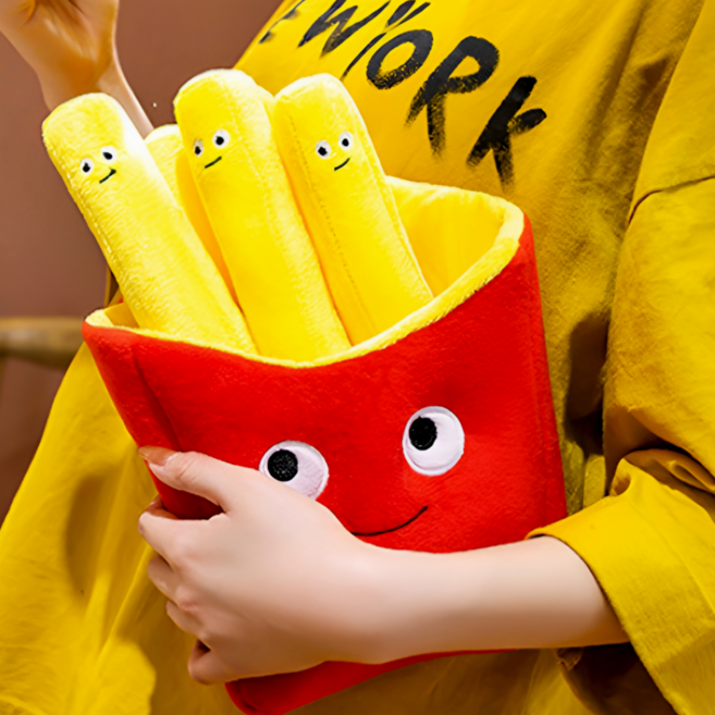 귀여운 봉제 감자튀김 인형 쿠션 [안고자는 쓸데없는 쓸모없는 웃긴 친구 선물 쿠션인형 음식 장식 소품], 감자튀김 인형 1개