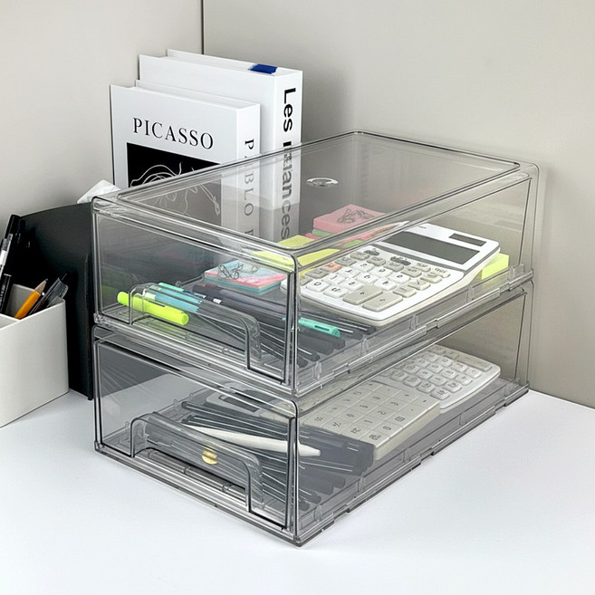 이지유 적층형 서랍식 정리함 다용도 주방 펜트리 슬라이딩 수납 보관 플라스틱, 투명, 1개